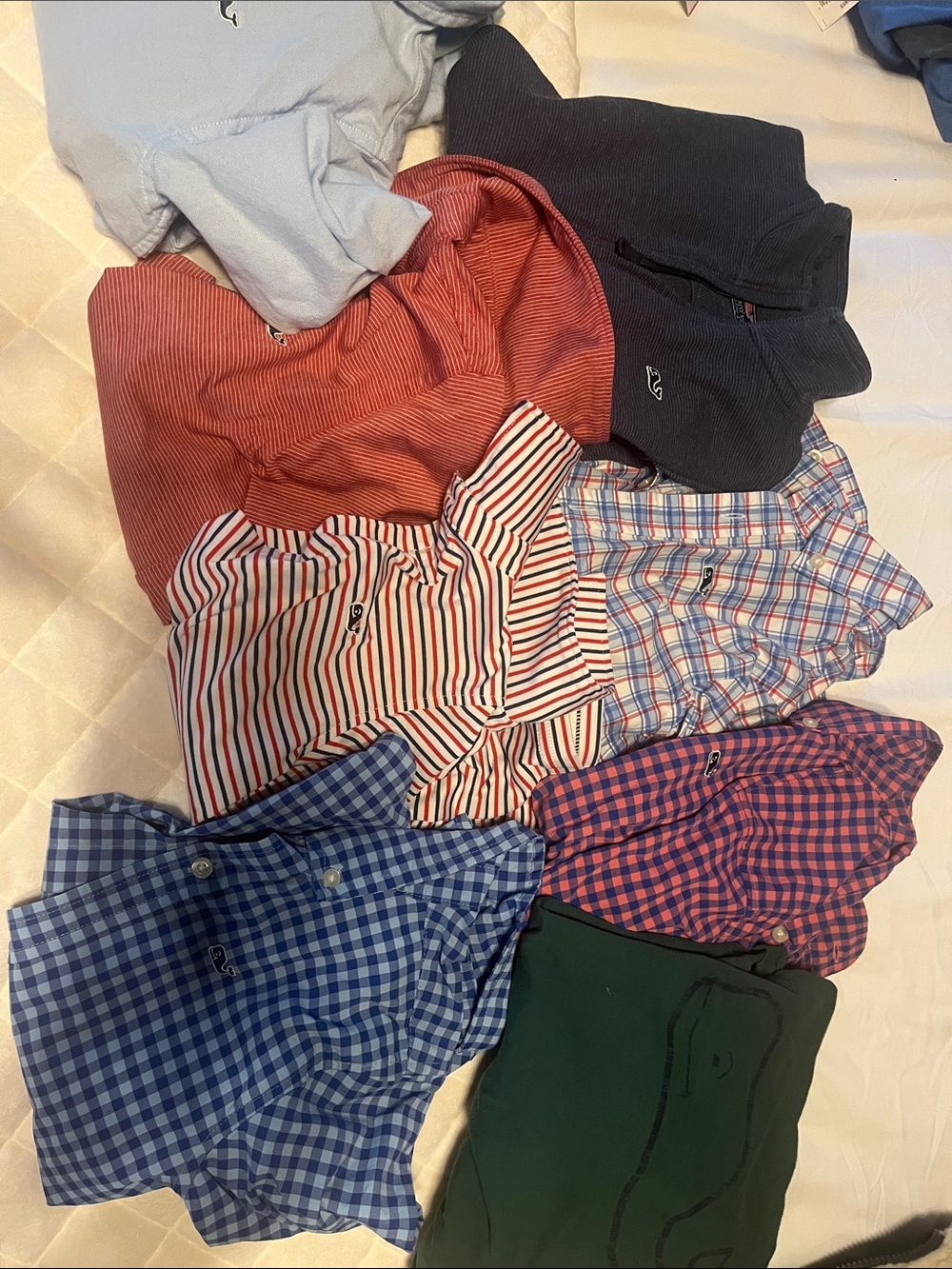 Vineyard Vines Mixed Men’s Button-Down and Knit Tops in Blue, Red, Green